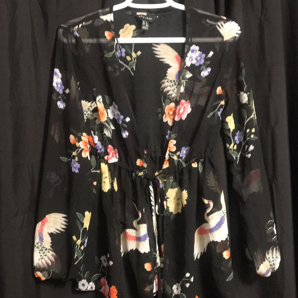 Fancy black long sleeve see through shirt/cardigan